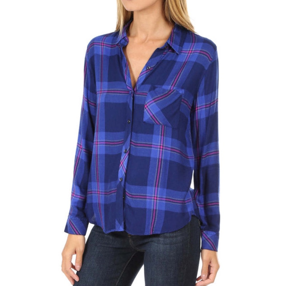 Rails Hunter Button Down Shirt in ultraviolet magenta.